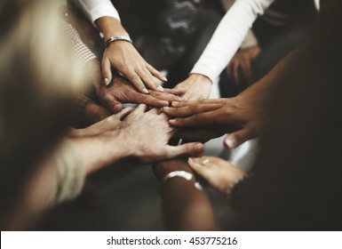 Teamwork Join Hands Support Together Concept - Shutterstock ID 453775216