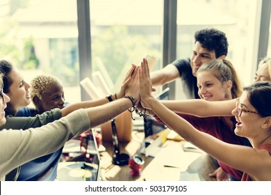Teamwork Power Successful Meeting Workplace Concept - Shutterstock ID 503179105