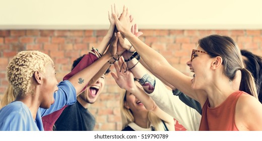 Teamwork Power Successful Meeting Workplace Concept