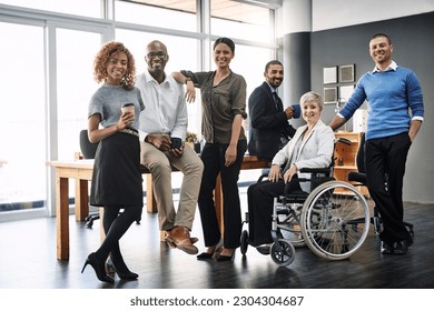 Teamwork, support and portrait of business people in office for diversity, community and happy. Smile, collaboration and solidarity with group of employees for mission, commitment and mindset - Powered by Shutterstock