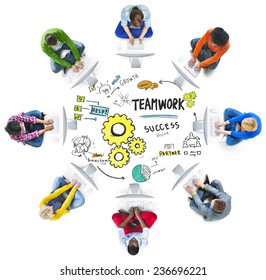 Teamwork Team Together Collaboration Computer Technology Online Concept