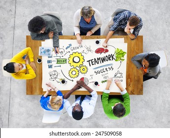 Teamwork Team Together Collaboration Meeting Brainstorming Ideas Concept - Shutterstock ID 247509058