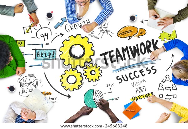 Teamwork Team Together Collaboration Meeting Brainstorming Stock Photo ...