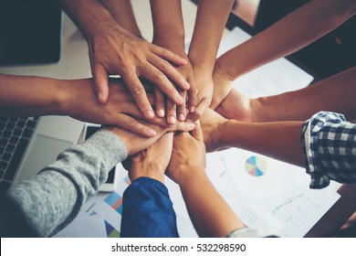 Teamwork togetherness collaboration, business teamwork concept. - Shutterstock ID 532298590