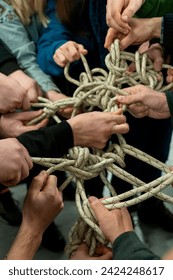 Teamwork, top view, unity concept, team spirit.