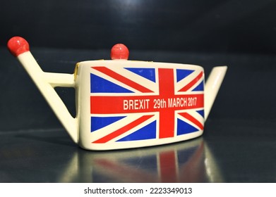 Teapot From England Celebrating Popular Vote About Exit From European Union Turin Italy November 6 2022