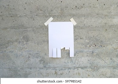 Tear Off Paper On Light Grey Concrete Wall