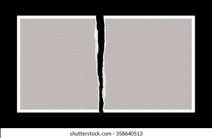 Tear The Photo Paper For Creative Design Material Isolated On Black Background