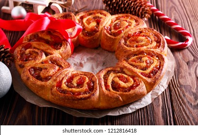 Tear Share Christmas Pastry Wreath Over Stock Photo 1212816418 ...