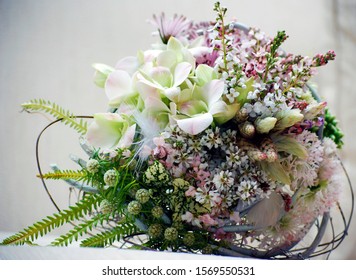 Teardrop Bridal Bouquet Of Dendrobium Orchids And Native Australian Flowers. Designer Wedding Flowers. 