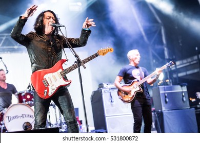 Tears For Fears Perform At Camp Bestival, Lulworth Castle, Dorset UK On 31 July 2016.  Pictured: Roland Orzabal And Curt Smith


