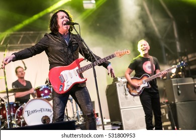 Tears For Fears Perform At Camp Bestival, Lulworth Castle, Dorset UK On 31 July 2016.  Pictured: Roland Orzabal And Curt Smith


