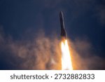 Technical aerospace propulsion system launch test demonstrating thrust dynamics and flight trajectory.