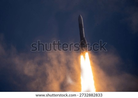 Technical aerospace propulsion system launch test demonstrating thrust dynamics and flight trajectory.