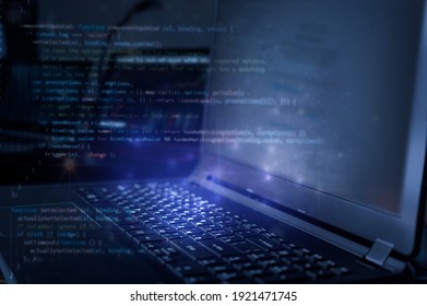 Technical Background. Laptop And Code Background. Learn Programming Language, Computer Courses, Training. 