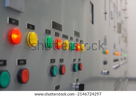 Technical display on control panel with electric devices,light