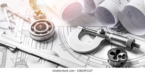 Technical Drawings Measure Tools Pencil Measurement Stock Photo ...