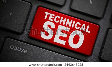 Technical SEO text button on computer keyboard