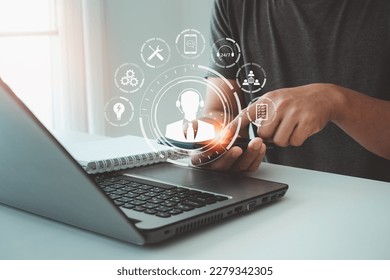 Technical Support Center Customer Service Internet Business Technology Concept. Service support customer help call center Business technology button on virtual screen.  IT support. - Shutterstock ID 2279342305