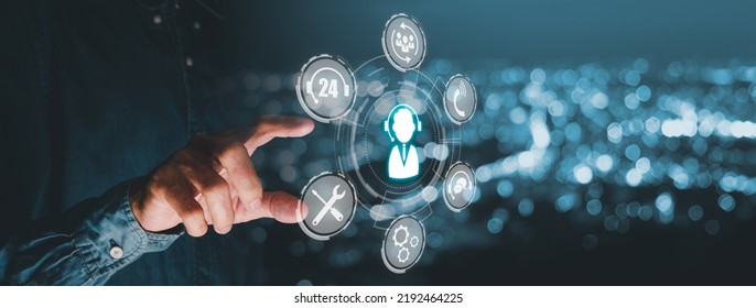 Technical support customer service concept, Person hand touching VR screen support customer icon, Technology internet concept, it support, call center and customer service help. - Shutterstock ID 2192464225