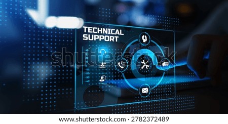 Technical Support Services Displayed on a Futuristic Digital Interface.