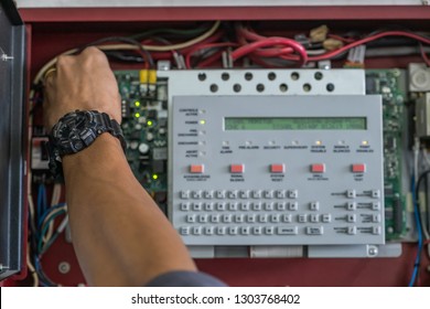 Technician Checking Doing Work Maintenance Fire Alarm System In A Factory Fire Protection Factory Safety Qiao Shan