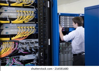 IT Technician Checking Network Server