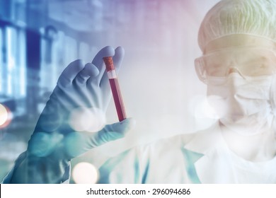 Technician Holds Laboratory Blood Panel Sample Test Tube