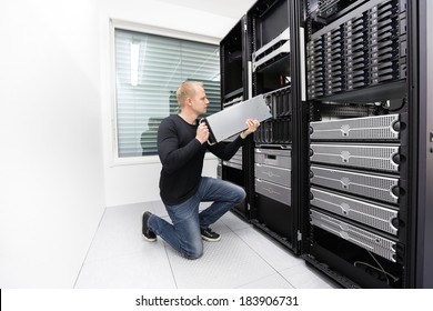 It Technician Replace Blade Server In Datacenter