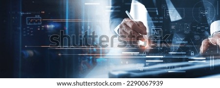 IT Technician, software engineer working with big data on digital tablet and AI connecting with data center, data engineering, digital technology, machine learning, software engineering concept