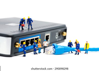 Technicians connecting network cable. Network connection concept. Macro photo - Powered by Shutterstock