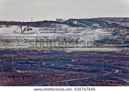 Technique and machines working in open pit of quarry of the Stoilensky Mining and Processing Plant 