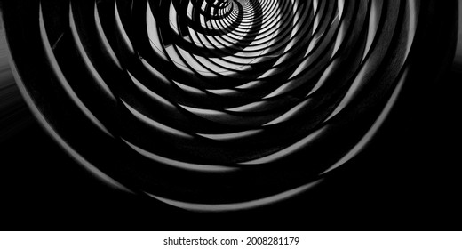 Technological aperture with round structure resembling dome, ceiling or roof of hi-tech building. Abstract hi-tech architecture or modern technology photo. Geometric background with curved pattern. - Powered by Shutterstock