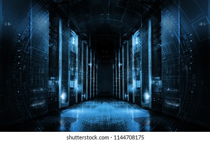 technological background on servers in data center, futuristic design. Server room represented by several server racks with strong dramatic light. - Powered by Shutterstock