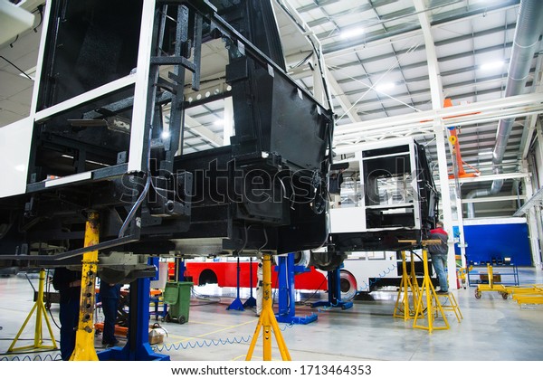 Technological line for the production of\
buses. Bus production\
manufacture