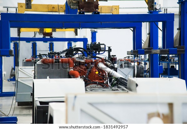 Technological line for the production of\
buses. Bus production\
manufacture
