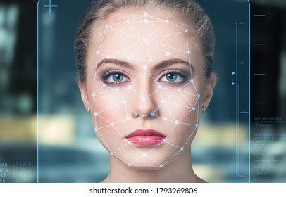 Technological Scanning Face Beautiful Young Woman Stock Photo (Edit Now ...