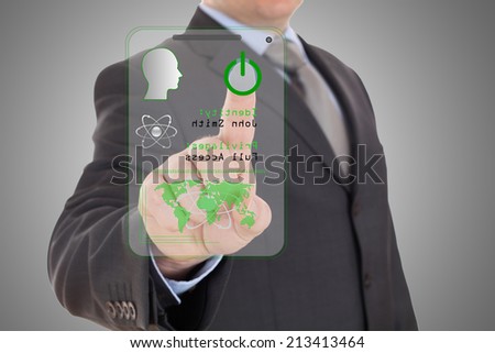 technology access for security or identification.Hand with digital scanner.