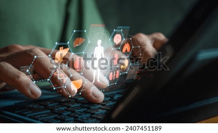 Technology to analyze medical data and predict risk. Medical technology service to solve people health, Medical business. Technology medicine concept. Medical examination and healthcare business.