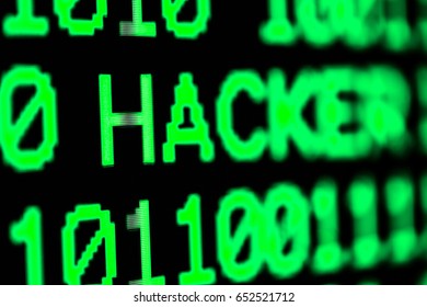 Technology background, close up on texture digital pixel is running prinary code number with black background and selective focus.