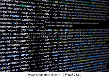 Technology background, coding screen of web developer or software developer