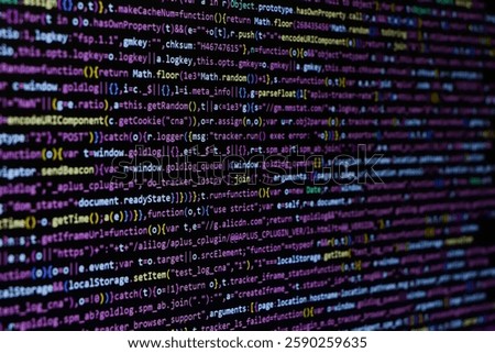 Technology background, coding screen of web developer or software developer