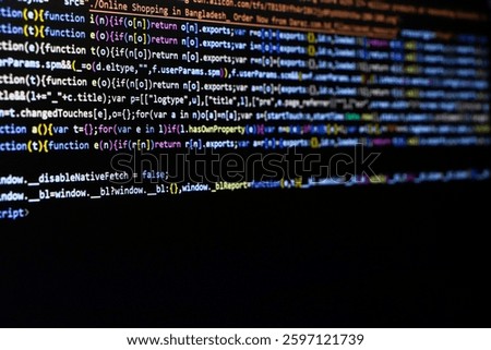 Technology background, coding screen of web developer or software developer
