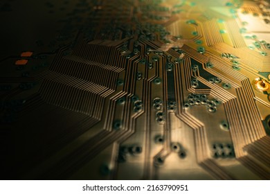 Technology background. High tech electronic circuit board background. Close-up macro electronic circuit board, technology chips to the motherboard. Electronic technology digital chip. Tech background.
