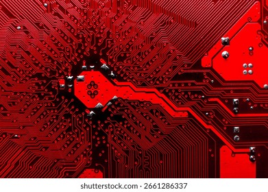 Technology background. High tech electronic circuit board background. Close-up macro electronic circuit board, technology chips to the motherboard. Electronic technology digital chip. Tech background - Powered by Shutterstock - Get 15% off with code: PIKWIZARD15