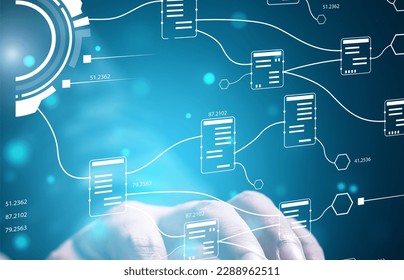 technology background. Node connection multi service processing. 