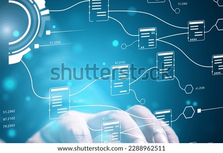 technology background. Node connection multi service processing. 