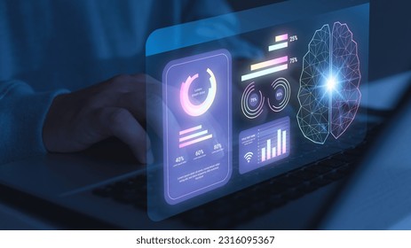 technology concept ai artificial intelligence For business people who use AI intelligent robot technology, artificial intelligence by entering commands to create something. future technology changes