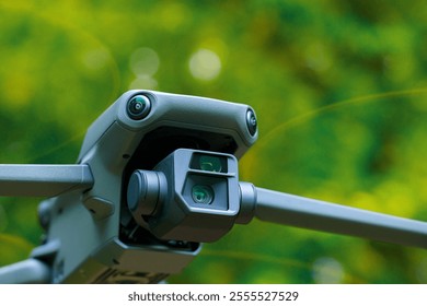technology concept wireless drone device flying object camera gimbal system for photography videography front side view  