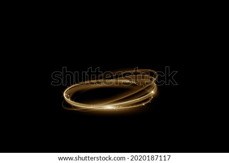 Technology digital background. Glowing sci-fi interface HUD element with distorted lines, swirls, bright sparkles. golden background